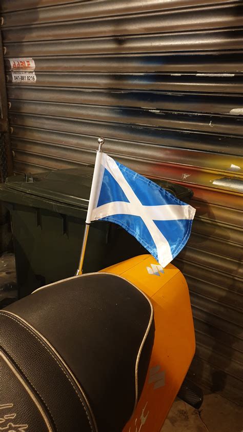 Scottish Motorbike Pole And Flag Saltire Merch