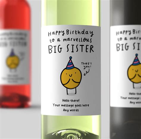 Personalised Wine Label Marvellous Big Sister By Arrow T Co