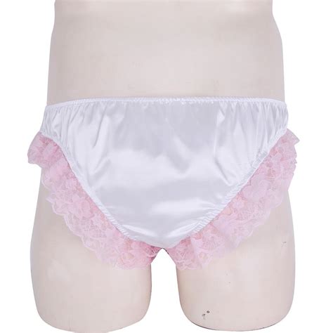 Buy Shiny Ruffles Floral Lace Three Big Bows Sissy Stretchy Briefs Underwear Panties For Men At