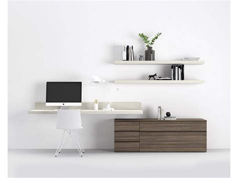 Home Office Composition With Wall Mounted Desk Sideboard Cinquanta3