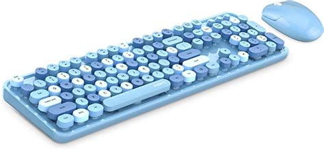 Wireless Keyboard And Mouse Combo Blue Retro Wireless