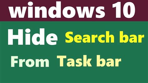 How To Remove Search Bar From Taskbar Windows 10 Youtube