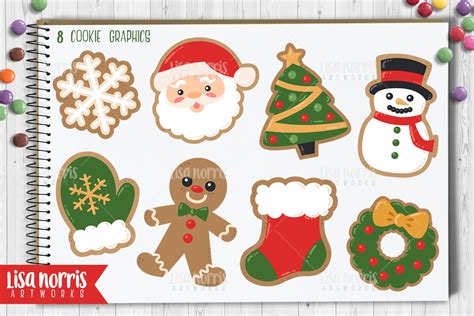 Cookie clipart christmas download set of 9 christmas digital | etsy. Christmas Cookies Clip Art Graphics