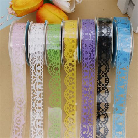 buy 1pcs lace tape decoration roll candy colors diy washi decorative sticky