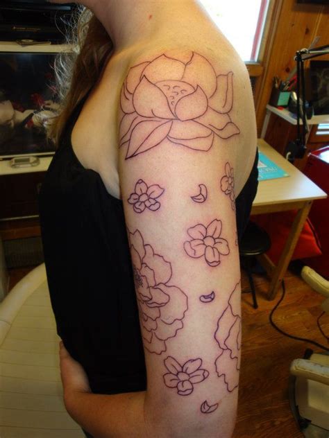 Outlines Flower Tattoo Sleeve Flower Sleeve Sleeve Tattoos
