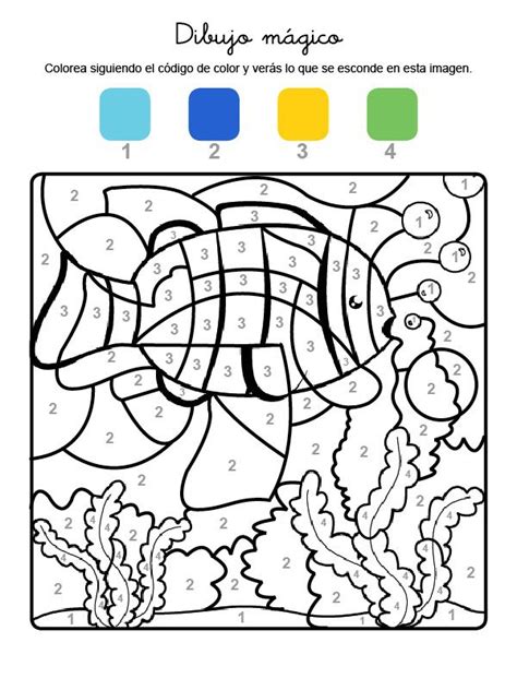 Dibujo Mágico De Un Pez Bajo El Agua Dibujo Para Colorear E Imprimir