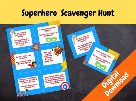 Superhero Scavenger Hunt Kids Birthday Party Games Etsy