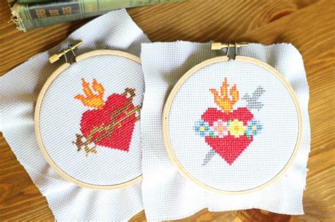 Access needlework patterns to download and you can check your pattern wherever you go. Sacred and Immaculate Heart Free Cross Stitch Patterns ...