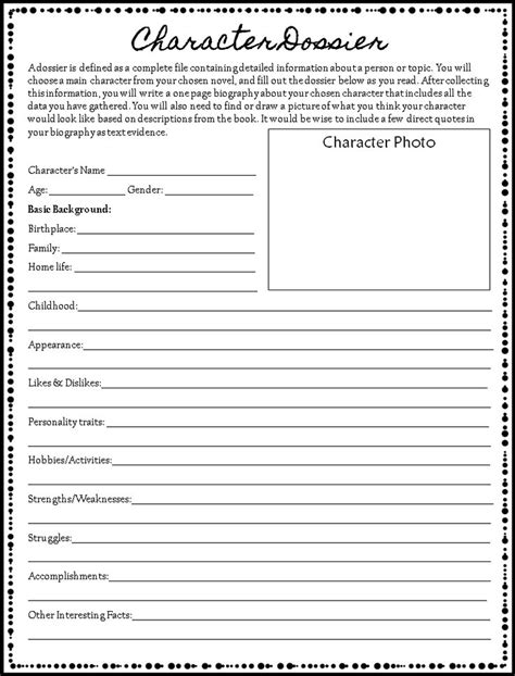 Character Sheet Template For Writers