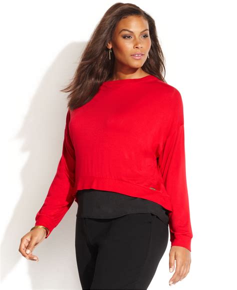 Calvin Klein Plus Size Long Sleeve Layered Look Top Lyst