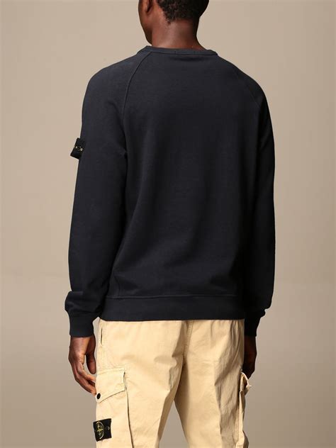 Stone Island Crewneck Sweatshirt In Garment Dyed Malfilé Cotton Navy