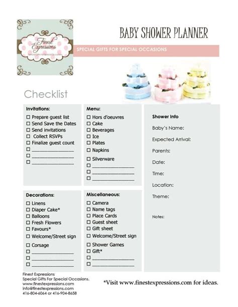 Free Plan Baby Shower Checklist Free Printable Baby Shower