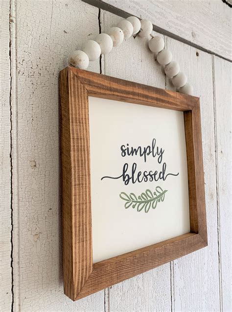 Simply Blessed Farmhouse Sign Boho Sign Small Sign Bead Etsy