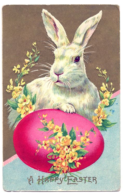 Vintage Easter Clip Art Big Bunny With Egg The