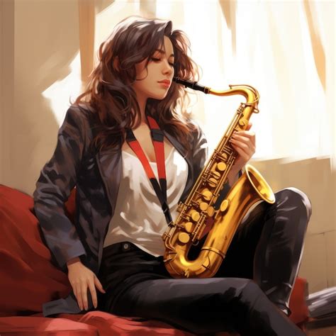 Free Photo Anime Character Playing Saxophone