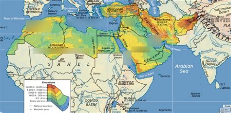 Map is printed on a strong linen then stable wooden rods are placed at the top and the bottom. North Africa Middle East Map | Campus Map