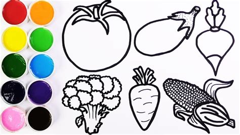 Como Dibujar Y Colorear Vegetales Coloring With Glitter Videos Para