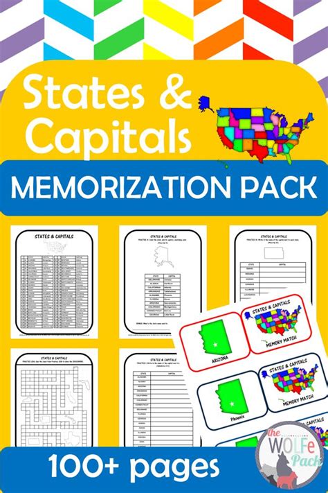 States And Capitals Memorization Practice Pack In 2020 How To