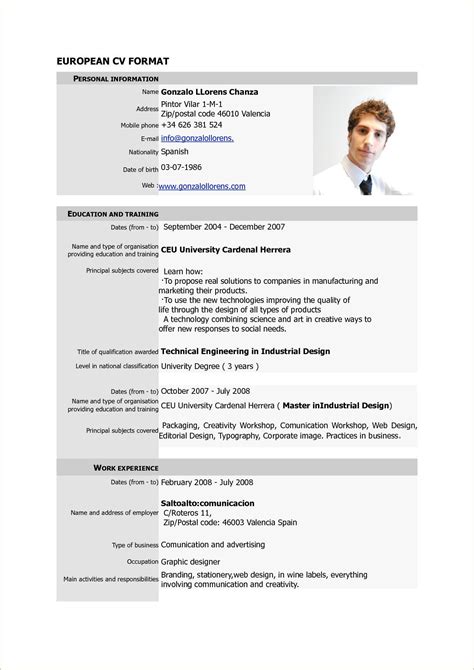 Europass Cv Format Free Download Cv Template Word Cv Template Porn