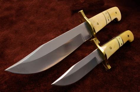 Real Bone Handle Bowie 2 Knife Set New Full Tang Fixed Blade And