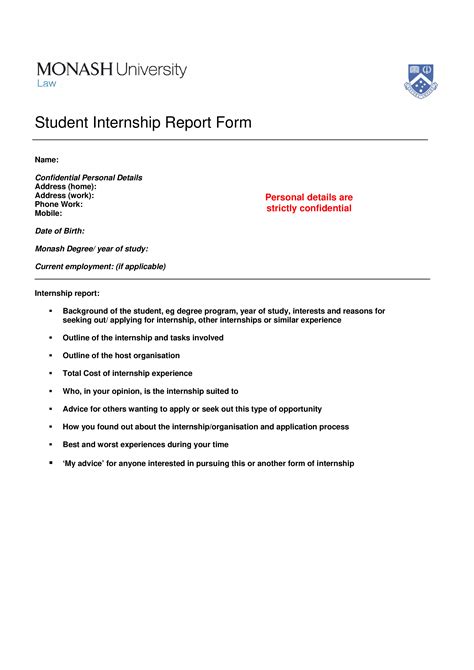 Student Internship Report Form How To Create A Student Internship