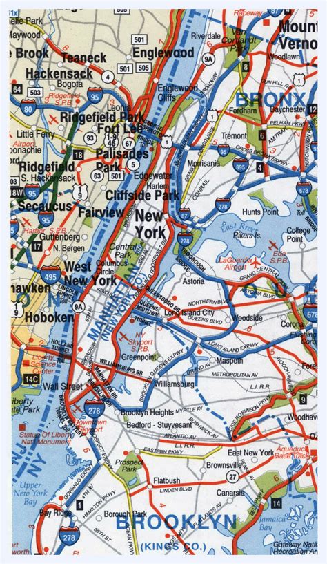 Highways Map Of Manhattan And Surrounding Area Manhattan