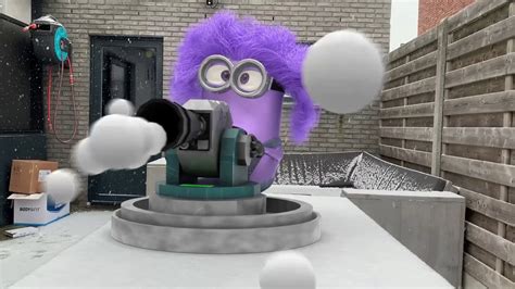 💜🌟minions In Real Life 🌟💜 Purple Minion Shooting Snowball Funny Dogs