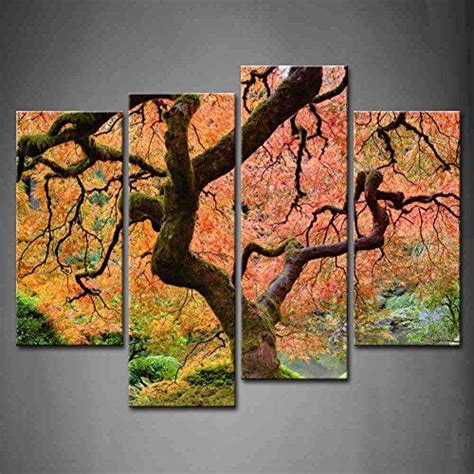 First Wall Art 4 Panel Wall Art Old Japanese Maple Tree With Pink Leaf