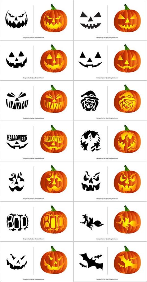 Pumpkins With Different Designs On Them And The Words Halloween Written