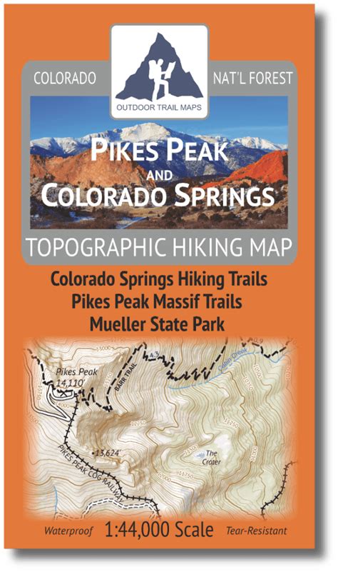 Pikes Peak And Colorado Springs Topographic Hiking Map Outdoor Trail Maps