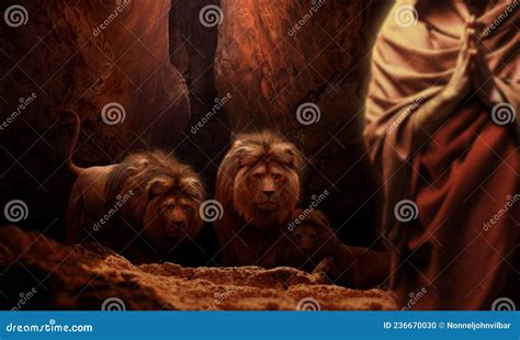 Daniel Thrown Into The Lions Den Praying To God Stock Photo Image Of
