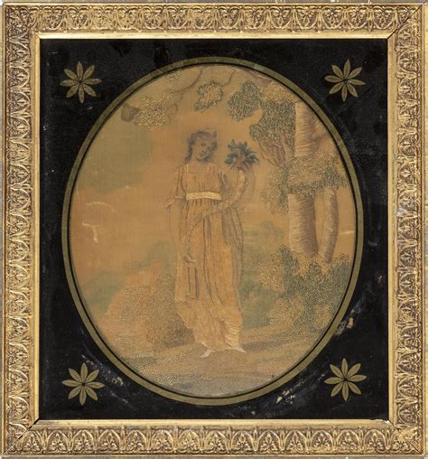 lot-english-needlework-on-silk-depicts-a-woman-holding-a-cornucopia-9-75-x-8-5-sight