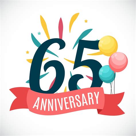 Anniversary 65 Years Template With Ribbon Vector Illustration 2478588