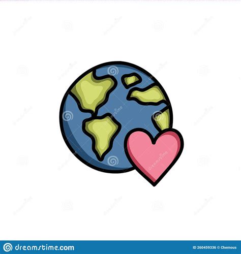 Earth Doodle Icon Vector Color Line Illustration Stock Vector