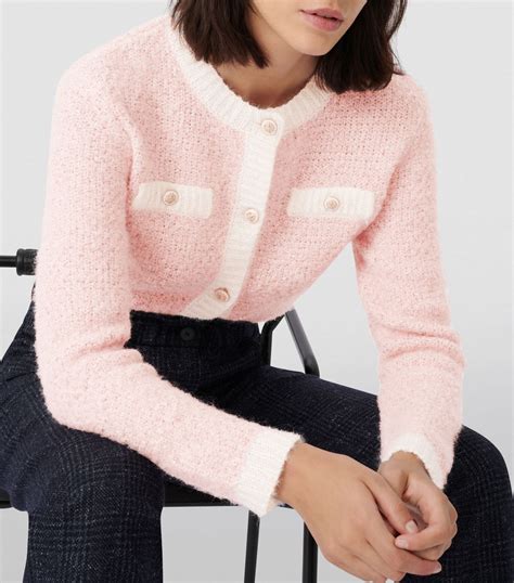 Womens Maje Pink Lurex Knitted Cardigan Harrods Uk