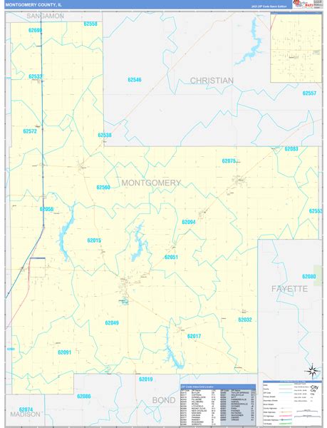 Montgomery County Il Zip Code Maps Basic