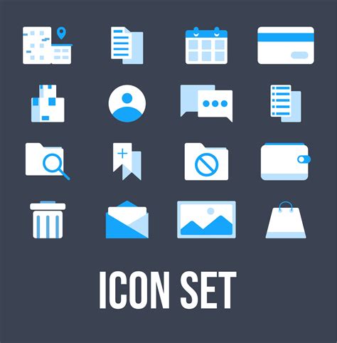 A Set Of Vector Icons In Modern Style With Blue Color And White Can