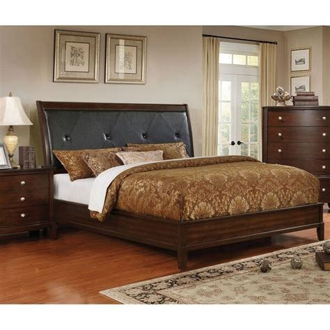 Shop Furniture Of America Saja Transitional Cherry Solid Wood Panel Bed