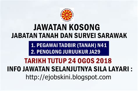 Abdillah ibrahim, jabatan tanah dan survei, sarawak mr. Jawatan Kosong Jabatan Tanah dan Survei Sarawak - 24 Ogos 2018