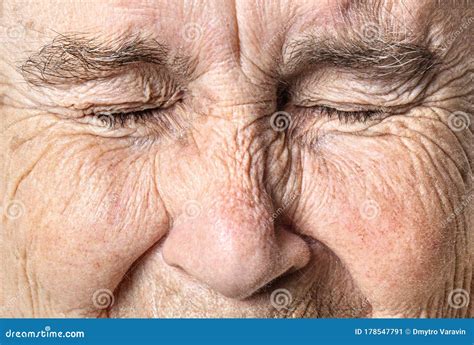 wrinkled old face close up portrait of an old woman with closed eyes stock image image of