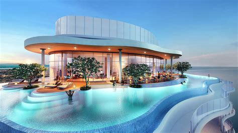 An Artists Rendering Of A Luxury Resort On The Ocean With Swimming
