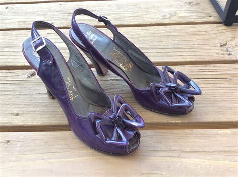 Ultra Rare Palizzio Heels Shoes Pumps 1940s 50s Purple Leather Etsy