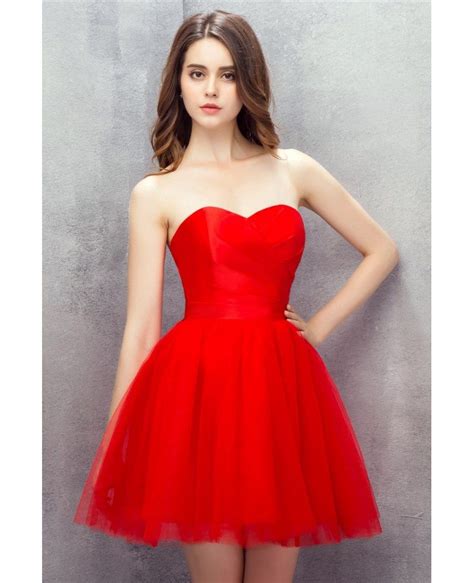 Red Sweetheart Mini Short Tulle Prom Dress Yh0112 92