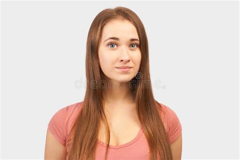 Sweet Looking Girl Looks At Camera Gentle Smile Stock Image Image Of