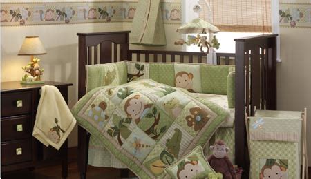 These brightly colored comforters and fitted sheets will match their free and easy lifestyles. Monkey Baby Bedding