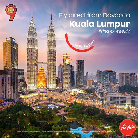 During this period travelers can expect to fly about 736 miles, or 1,185 kilometers. AirAsia Announces Direct Davao-Kuala Lumpur Flights ...