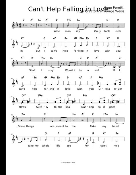 Cant Help Falling In Love Sheet Music For Piano Download Free In Pdf Or Midi