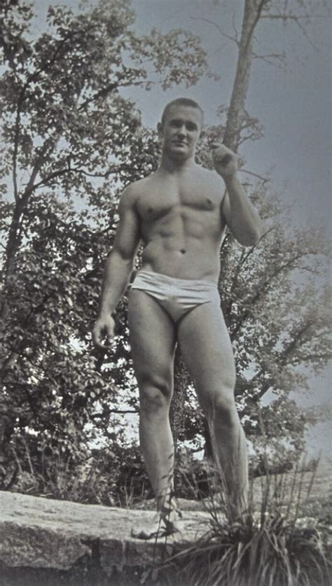 Vintage 1960s Photo Shirtless Muscle Man Posing In A Pair