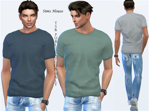 The Sims Resource Mens T Shirt Unprinted Not Tucked