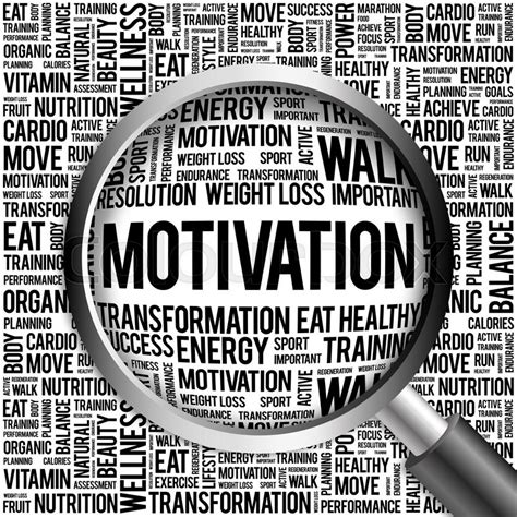 Motivation Word Cloud With Magnifying Stock Image Colourbox